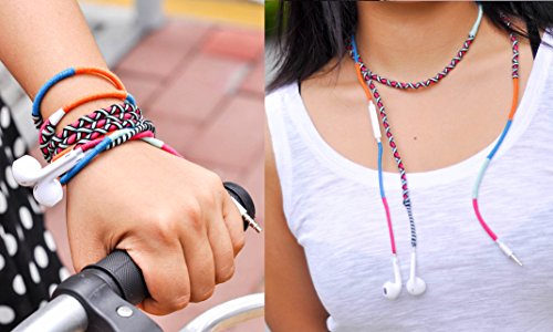 UliX Calypso Cuffie Auricolari Alta QualitÃ  NovitÃ  Filo Intrecciato Anti Ingarbugliamento - Sportive - per Mare, Montagna, Escursione, Sport - Cuffiette Anti Groviglio per Samsung Iphone Smartphone - con Cavo Resistente Antigroviglio - Intrecciate a mano - Blu rosso