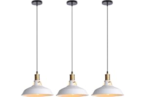 iDEGU Hängeleuchte, Industrielle Retro-Kronleuchter, Hängeleuchte, Metall, 27 cm, Vintage, E27, Deckenbeleuchtung für Esszimmer, Wohnzimmer, Schlafzimmer, Restaurant, Café, Bar (weiß)