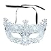 Price comparison product image Ciaoed Venetian Style Masquerade Mask With Black Satin Ribbons Gold Metal Diamonte COSPLAY Halloween Princess Silver