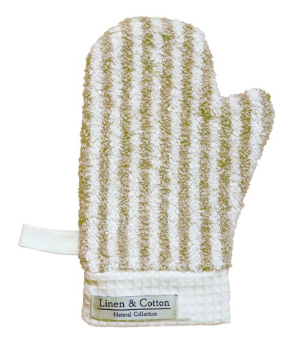 Linen & Cotton Kids Children Striped Mitt Glove for Bath Shower Wash