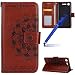 Produktbild kompatibel mit Sony Xperia XZ1 Hülle,Lederhülle kompatibel mit Sony Xperia XZ1,MoreChioce Vintage Henna Klapphülle Retro Brun Mandala Muster Bookstyle Ledertasche Wallet Magnetische,EINWEG