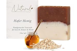 ‎NATURAL CILT Natural Cilt Hafer Honig Seife - 100% Naturseife - ohne bedenkliche Inhaltsstoffe - Zertifiziert - Handgemacht - Duschseife für alle Hauttypen - Duschgel - Naturkostmetik