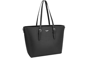 David Jones - Bolso de Mano Grande Mujer - Tote Bag Shopper Piel PU - Bolso de Hombro Trabajo Shopping Gran Capacidad Cuero - Bolso de Compras Asa Larga - Escuela Estudiante Moda - Negro 2