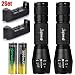 Produktbild 2 Sets Superhell Jagd Taschenlampe, Siswong 8000LM Zoombar Flashlight Handlamp Laternen + 18650 Akkus + Akku Ladegerät