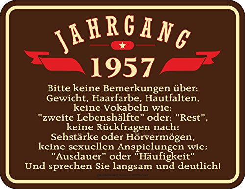 Original RAHMENLOS® Blechschild zum 60. Geburtstag: Jahrgang 1957