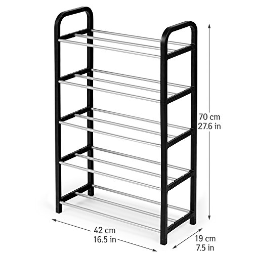 ArtMoon Labrador Schuhregal 5 Ablagen Schwarz / Grau Metall / Plastik 42 X 19 X 70 cm - 2