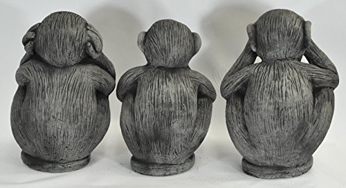 3 Affen Set massiv Nichts sehen hören sagen Glücksbringer Skulptur - 6
