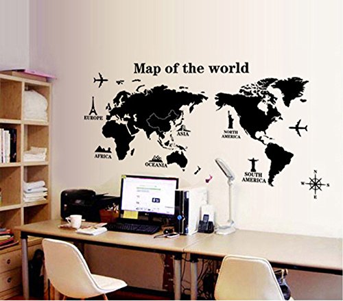 ufengke® Reisen Um Die Welt Weltkarte Wandsticker, Wohnzimmer Schlafzimmer Entfernbare Wandtattoos Wandbilder, A - 2