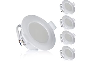 TEVEA - IP44 LED Spot Encastrable | aussi pour salle de bains | 4W 230V | Lot de 5 Spots (Blanc Neutre)