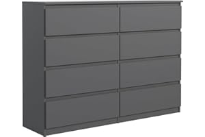 ‎MEBLE MASZTALERZ meble masztalerz Kommode 120 cm Breit - Modernes Sideboard - Schrank mit 8 Schubladen - Schubladenschrank - Kommodenschrank für Wohnzimmer, Flur, Schlafzimmer - Anthrazit 120x101,5x39 cm