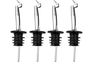 Wellehomi Flaschenausgießer, 4 Stück Weinausgießer, Ausguss für Wein Schnaps Olivenöl Kaffee Sirup Essig Flaschen Kunststoffkorken Öl-Ausgießer ideal für Cocktails, Partys, Shots und Bars, Schwarz