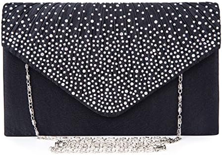Lifewish Womens Faux Pearl Cascading Bead Rhinestone Evening Clutch Fashion Purse(Black)