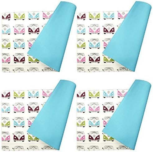Set Of 4 Cloth Dining Table Mats Table Placemat Tablemat Tableware Kitchen Pads (CAMPER HIPPY VAN SPLITTIE CAMPING)