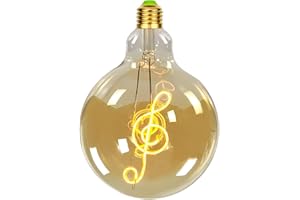 Tianfan - Lampadina a sospensione vintage, a LED, 4 Watt, con simboli decorativi, 220/240V, E27 (nota musicale)