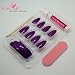 Bling Art Stiletto False Nails Gel Fake Acrylic Purple Glitter Medium 24 Tips UK