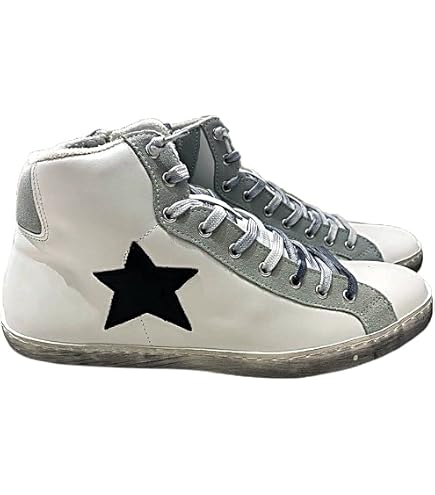 Scarpe Sneakers Alte In Pelle Sfumata Grigia Con Borchie Cono Argento – Unisex, Suola Estraibile, Made In Italy - 5