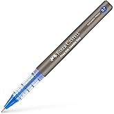 Faber-Castell Free Ink Roller Pen 0.7, Blue, Indelible Permanent Ink, Needle Tip, Fluent Writing, Ink Display