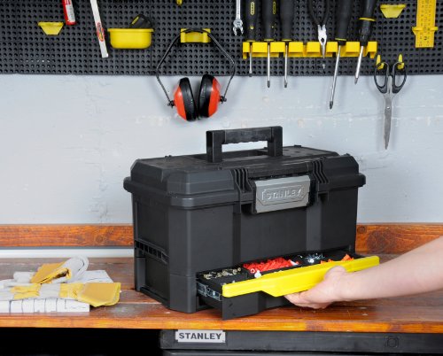Stanley Werkzeugbox Kunststoff mit integrierter Schublade, Deckelaussparung, entnehmbare Trage, 48.1×27.9×28.7, 1-70-316 - 4