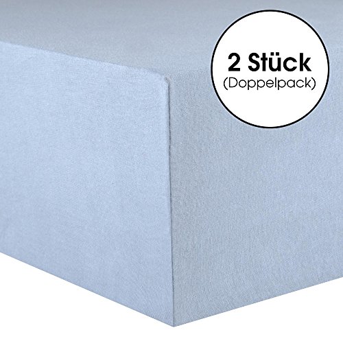 Baby-Spannbettlaken 2er-Set Jersey Baumwolle | viele Farben einzeln oder im Set | Spannbetttuch Doppelpack für Kindermatratzen | 60 x 120 bis 70 x 140 cm CelinaTex 0004505 Lucina Minis aqua-blau - 2