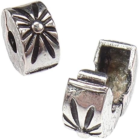 2 X Silver Clip and Lock Sunray Charm Clips / Stoppers. Compatible with well known makes of Charm Bracelets and Charm Necklaces.