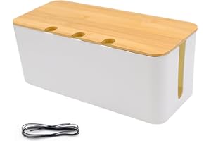 Fahibin Scatola Portacavi Legno, Organizer per Scatola di Gestione dei Cavi,32 * 13.6 * 12.7cm, Contenitore Plastica Per Cavi, per nascondere prese e ciabatte elettriche