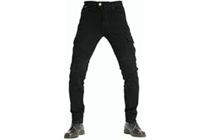 BAITANG Pantaloni da Moto da Uomo, Jeans da Motociclista Elasticizzati Slim Fit da Uomo, Jeans alla Moda su Tutta La Vita, 4X Imbottitura di Protezione. (Nero,M)