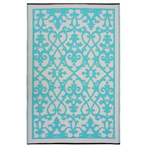 Fab Hab – Venice – Creme & Türkis – Teppich/ Matte für den Innen- und Außenbereich (120 cm x 180 cm) - 2