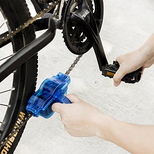YaFex Fahrrad Kettenreiniger Fahrrad Kettenreinigungsgerät Bike Chain Cleaner Set Ritzelbürste Zahnkranzkratzer Blau - 7