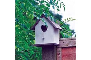 Garden Mile® Large White Wooden Garden Bird Nesting Box Birdhouse Shabby Chic Loveheart Robin Nester For Small Garden Birds