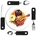 Price comparison product image Everyday Medical Assisted Eating Utensils For Tremors - Large, Easy Grip Handle Adaptive Eating Utensils - Useful For The Elderly, Parkinson's Sufferers, And Shaking Or Trembling Hands (Black 4 Pack)