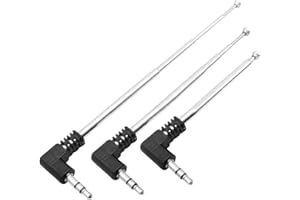 Fohevers 3 Packs 4 Sections Telescopic 3.5mm AM FM Telescoping Antenna with Male Jack Plug Connector 9.6-inch Length for TV Cell Phone Indoor Radio Receiver Audio Bluetooth Home Theater Receiver