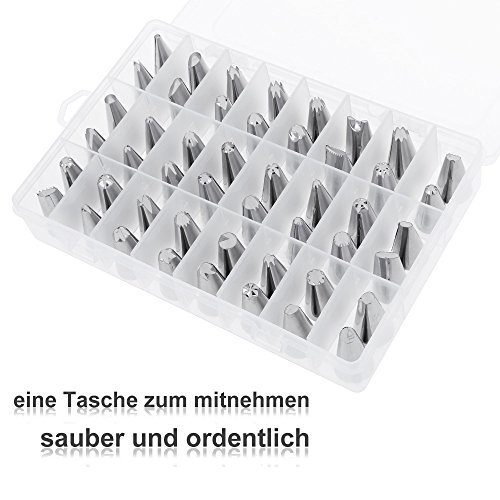 Zacro 48 Stücke Spritztüllen Set mit Spritzbeutel Set und 3 wiederverwertbare Kupplung für für Keksen, Plätzchen, Pralinen, Geburtstag Tortendeko, Kuchen usw. 25.4/ 30.5/ 40.6cm Spritzbeutel - 3