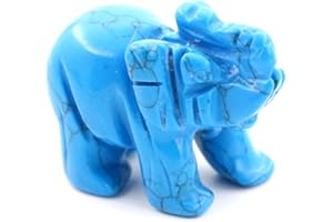 OUUBUUY Cuarzo Rosa Natural Cristal de Tallado Elefante, Estatua de Elefante de Cristal geomántico, decoración del hogar Elefante Afortunado 4cm (Turquesa)