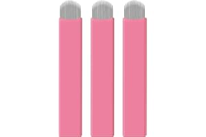 RASMET 50pcs Pink Microblading Nano Needles 0.15mm Perfecto para líneas de cabello Cejas Agujas Pluma Microblading Desechable (16U)