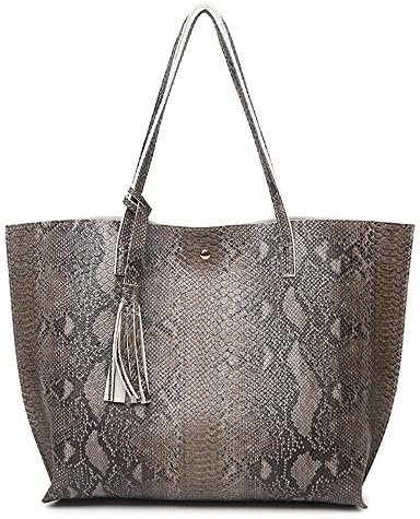 Women's Tote Bags Ladies Shoulder Work Shopping Bags Premium Leather Handbags Tassel Top-handle Bags for Women Size 36cm*30cm*11cm(Snakeskin Print)