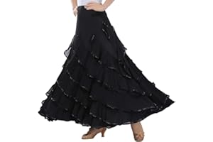 Tookang Flamenco Falda Grande del Columpio Vestido de Baile Moderno Tutu con Lentejuelas de Malla Baile de Salón