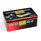 Pokerset 200 Pokerchips Spielmatte Pokerkarten Geschenkbox...