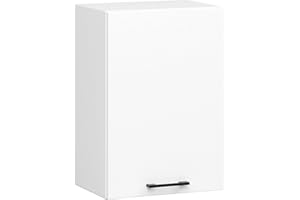 AKORD | Armario de Pared de Cocina Oliwia W50 | 2 Estantes y 1 Puerta | Modular | Mueble Base | Aglomerado Laminado | Blanco