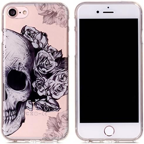 Voguecase® For Apple iphone 7 4.7,(Flower and Skull 01)Slim Fit Soft Silicone TPU Flexible Case Cover Anti-Scratch Shock Proof + Free Universal Screen-Stylus