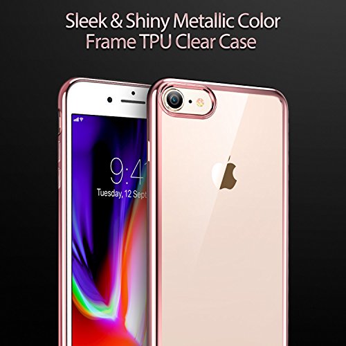 Funda iPhone 8  iPhone 7  ESR Funda Transparente Suave TPU Gel  Ultra Fina   Protecci  n a Bordes y C  mara   Compatible con Carga Inal  mbrica  Enjaca Perfecta para Apple iPhone 7 Nuevo iPhone 8 4 7  2017 -Oro Rosa