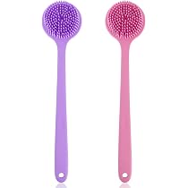 Silikon-Körperpeeling Für Die Dusche | Mit Langem Griff, Doppelseitig | Weiches Peeling Für Rücken & Körper