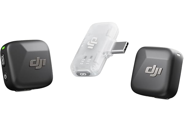 dji Mic Mini (2 TX + 1 RX móvil), micrófono lavalier inalámbrico para iPhone 17/16/15 y Android/PC/tabletas, conectar y Listo, transmisión de 300 m, cancelación Activa de Ruido, Vlogs