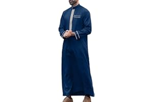 NaLatia Qamis Homme Musulman Caftan à manches longues pour homme en coton et lin