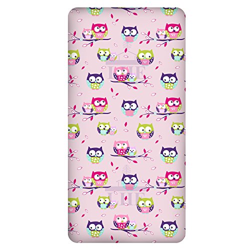 LHE Baby COT CRIB MOSES BASKET patterned fitted sheets size 38x80 40x90 120x60 140x70cm 100% cotton 47 DESIGNS (COT 60X120cm, 28-PURPLE OWLS ON PINK)