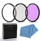 【Kit Kit de filtro de lentes】Lente de cámara 3 en 1, que incluye UV (filtro ultravioleta), FLD (fluorescente), CPL (polarizador), empaque exterior de cuero y paño de limpieza de lentes de microfibra, ambos hermosos y portátiles