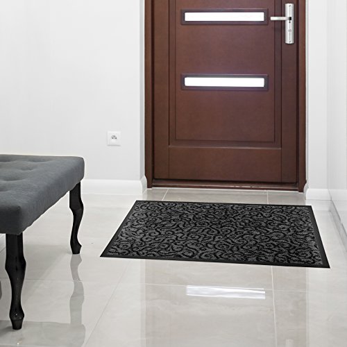 Design Schmutzfangmatte | mit Schnörkelmuster | für Eingangsbereich | Fußmatte in vielen Größen und Farben | grau 90×150 cm - 3