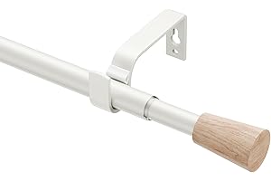 VUYNUXS Gardinenstange Weiß Ausziehbar 76-208 CM, 16/19 MM Dia Vorhangstange mit Beschläge-Set, für Ösenvorhänge, Einzigartiges Design Endstück, Dekoration Wohnzimmer Schlafzimmer, Gespleißte Verstellbare