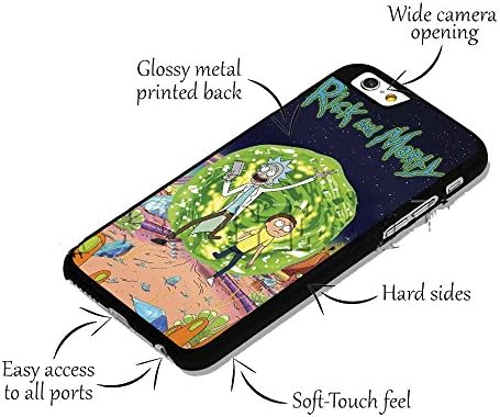 New Glossy Metal With Plastic Print Design And Rick And Morty Adventure Cartoon Portal Science Plastic Phone Case Clip Cover&amp; Case Cover For Apple 4/4S, 5/5S, 6/6S And Samsung Glaxay Smart Phones With Comfortable Fitting and with trendy White Color