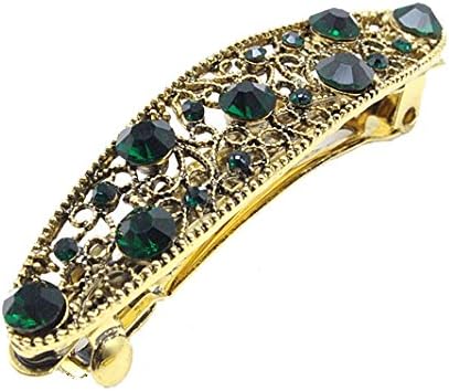 Shengxueer 1pc Vintage Hair Clip Retro Hair Barrette Women Hair Jewelry (Green-brass)