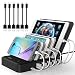 Produktbild PRITEK USB Ladestation mit 6pcs Kurze USB Kabel Smart IC USB Ladegerät Organizer für Mehrere Geräte Mobil Telefon Tablet Kopfhörer MP4 und andere USB fähige Geräte (Schwarz)